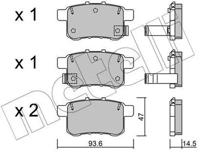 Produktbild von METELLI Bremsbeläge Satz Hinten Bremsklötze für HONDA ACCORD VIII (CU) 22-0868-0