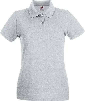 Produktbild von Fruit of the Loom Damen T-Shirt Polohemd kurzarm Poloshirt Polo Shirt, Größe:L (14), Farbe:Heather Grey