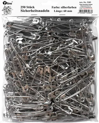 Sicherheitsnadeln 250 Stück, silber, 60 mm, 3183