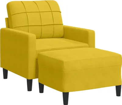 Immagine prodotto di vidaXL Poltrona con sgabello giallo 60 cm in velluto