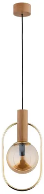 Obrázok produktu pre Závesná lampa MUFI, svetlé drevo – zlatá – jantárová, 1xE14x10W, drevo, rozmery: 100x15x18,5 cm, IP20, Alfa