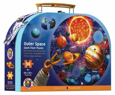 Productafbeelding van Eurographics vloerpuzzel in koffer, ruimtethema - Vloerpuzzel, 58 stukjes, 71 x 71 cm, artikelnummer 8048-6113