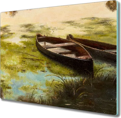 Produktbild von Coloray Herdabdeckplatte 60x52 cm Schneidebrett Kochplattenabdeckung Küchenbrett Hackbrett - Boot Wasser