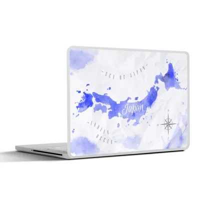 Produktbild von MuchoWow® Laptop Aufkleber Sticker Cover Aquarell - Weltkarte - Blau 40x30 cm - Laptop Dekoration - Selbstklebend