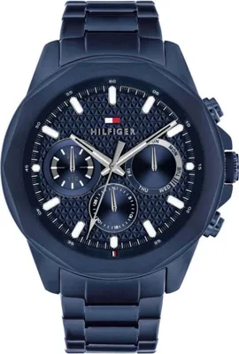Produktbild von Tommy Hilfiger Herren Armbanduhr Lars 1710652 Multifunktions-Chronograph 46 mm Marineblau Edelstahl