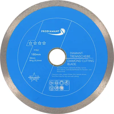 Immagine prodotto di PRODIAMANT Disco diamantato da taglio 180 mm Piastrella, gres porcellanato Premium Rondo F702
