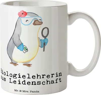Produktbild von Mr. & Mrs. Panda Kaffeebecher Biologielehrerin Leidenschaft - Weiß - Geschenk, Tasse, Biologie, Grundschule, keramik, Teebecher, Becher, schöne, Lustig, Spruch