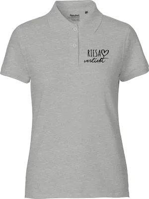 Produktbild von Huuraa Damen Polo Shirt Riesa verliebt XL Sport Grey Bio Baumwolle Fairtrade Poloshirt Geschenkidee