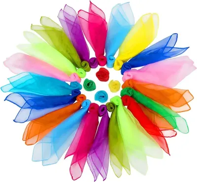 Produktbild von Tücher, Tanz Tücher, Jongliertücher, Bunt Seidentücher, Chiffontücher, 36 Stück Kinder Square Dance Tanz Tücher Gymnastiktücher Jonglieren Schals