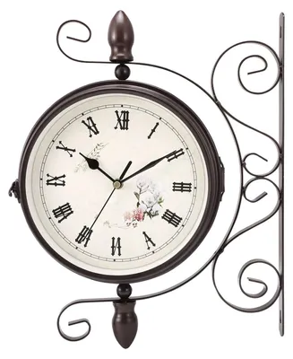 Doppelseitige Wanduhr, wasserdicht, Vintage-Bahnhofsuhr, 24x41 cm, schwarz