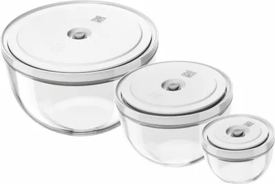 Zdjęcie produktu dla Zestaw misek próżniowych Zwilling Fresh&Save, 6 szt., szkło przezroczyste/białe