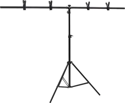 Produktbild von vidaXL Stojan na pozadie T-Form Black 151x60x(70-200) cm