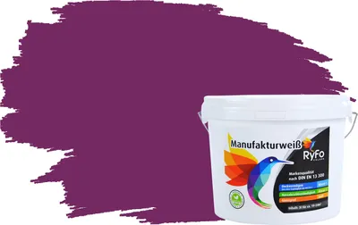 Produktbild von RyFo Colors Bunte Wandfarbe Manufakturweiß Aubergine 3l - weitere Violett Farbtöne und Größen erhältlich, Deckkraft Klasse 1, Nassabrieb Klasse 1