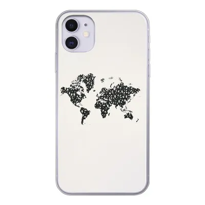 Produktbild von MuchoWow® Handyhülle Schutzhülle Hülle für iPhone 11 Weltkarte - Zahlen - Schwarz Silikon Softcase Handy Hülle - Handytasche