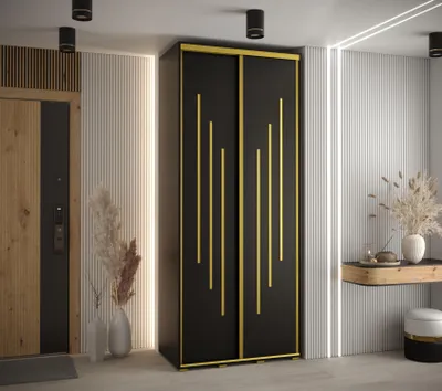 Produktbild von Kleiderschrank ASIRI 8 - 100/60 cm, schwarz/gold
