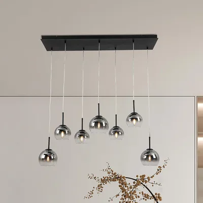 Produktbild von home24 Pendelleuchte - Eisen / Rauchglas - Schwarz