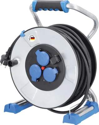 Produktbild von IronCoat Kabeltrommel Außen 50m Verlängerung H07RN-F 3G1,5 3 Steckdosen 1x USB