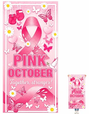 Oktoberrosa-Banner mit Schleife, 180 x 90 cm