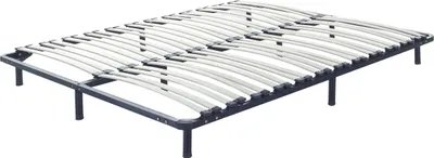Zdjęcie produktu dla BELIANI Stelaż pod materac 180 x 200 cm samonośny drewno topolowe czarny stal 48 listew