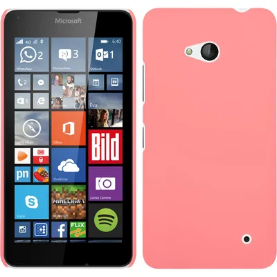 Produktbild von PhoneNatic Case kompatibel mit Microsoft Lumia 640 - Hülle rosa gummiert Hard-case + 2 Schutzfolien