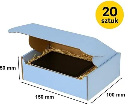 Obrázok produktu pre Kartón s výsekovou formou 150 x 100 x 50 mm (vonkajšie rozmery) Modrá – 20 kusov Dekoratívny