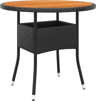 Productafbeelding van Maison Exclusive - Tuintafel, diameter 80 cm, hoogte 75 cm, acaciahout en polyrotan, zwart