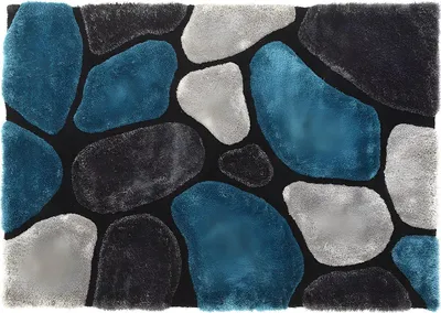 Produktbild von PIETRA türkis-grauer Zottelteppich - 140 x 200 cm