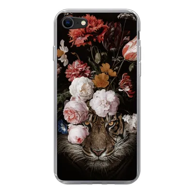 Produktbild von MuchoWow® Handyhülle Schutzhülle Hülle für iPhone SE 2022 Blumen - Jan Davidsz de Heem - Tiger - Gemälde - Stillleben - Alte Meister Silikon Softcase Handy Hülle - Schutzhülle