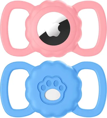 Image de Housse en silicone pour AirTag, étanche, lot de 2, avec motif de pattes, pour collier d'animal de compagnie