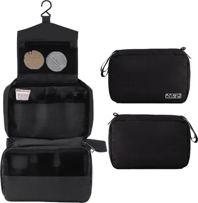 Produktbild von Tragbare Kulturtasche mit Haken zum Aufhängen, Reisetasche für Toilettenartikel, wasserabweisender Kosmetik-Make-up-Organizer, großes Fassungsvermögen