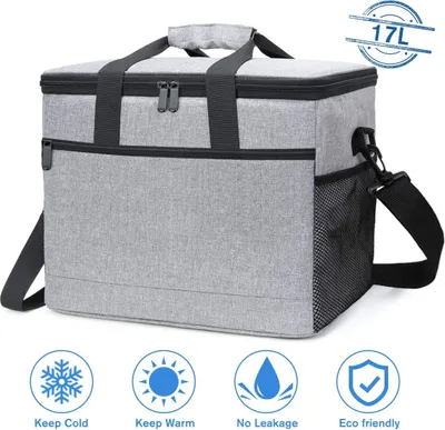 Produktbild von Kühltasche 17L, Picknicktasche Kühlbox Lunch Tasche, isolierte für Lebensmitteltransport, für Büro Arbeit Outdoor Camping Reisen, Eistasche klappbar faltbar groß, 31.5 * 19 * 28cm