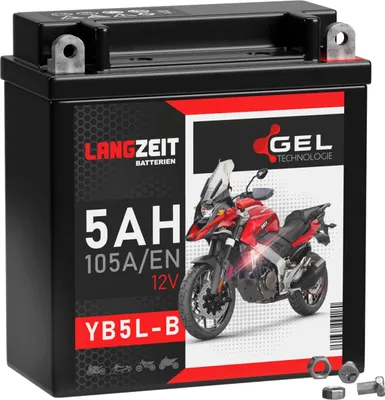 Produktbild von Langzeit Gel Motorradbatterie YB5L-B 5Ah 12V