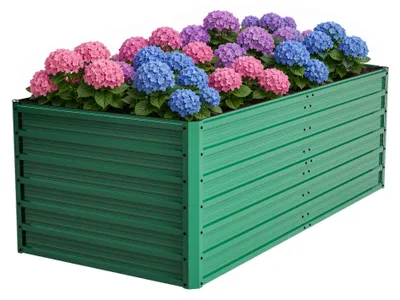 Image de Jardinière surélevée en métal Zimilo 190 x 90 x 64 cm, jardinière à fond ouvert, résistante aux intempéries et à la rouille, verte, pour légumes, herbes aromatiques et fleurs