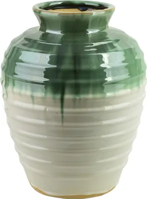 Zdjęcie produktu dla Wazon ceramiczny Evro EVRO 29x29x35 cm zielono-kremowy, 1 sztuka