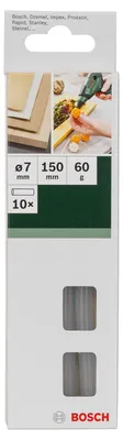 Immagine prodotto di Bosch - Heißkleber-Sticks - für Holz, Leder - 10 Stücke - 7 mm - Länge: 150 mm (2609256A04)