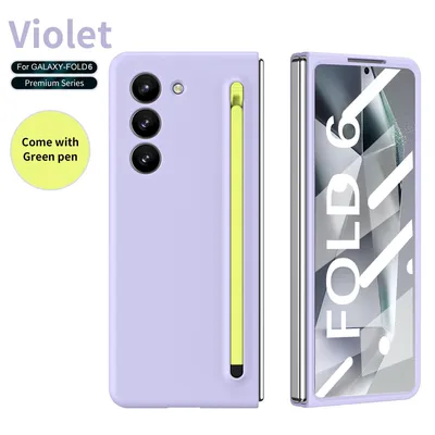 Produktbild von Handyhülle für Samsung Galaxy Z Fold 6 Schlank Stoßfest Kratzfest Schutzhülle mit Eingabestift und Displayschutz Lila