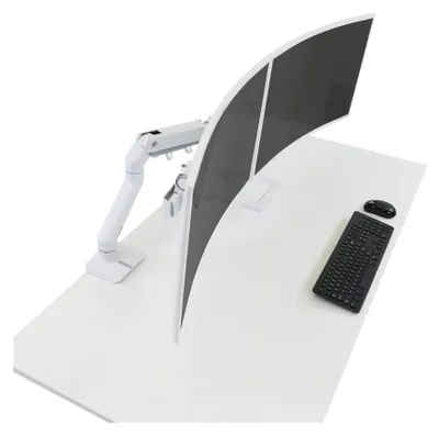 Produktbild von Ergotron HX - Befestigungskit (Griff, Gelenkarm, Spannbefestigung für Tisch, Tischplattenbohrung, 2 Drehgelenke, Scharnierbogen, Verlängerung) - Konstante Krafttechnologie - für 2 LCD-Displays - weiß - Bildschirmgröße: bis zu 81,3 cm (bis zu 32 Zoll)