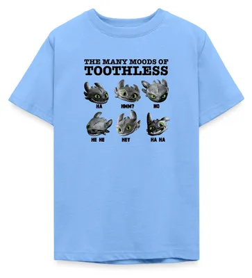 Produktbild von Spreadshirt Drachenzähmen Leicht Gemacht Ohnezahns Stimmungen Teenager T-Shirt, 152/164 (12-14 Jahre), Himmelblau