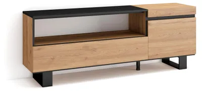TV-Lowboard 150x57x35cm Eiche/Schwarz für TVs bis 65"
