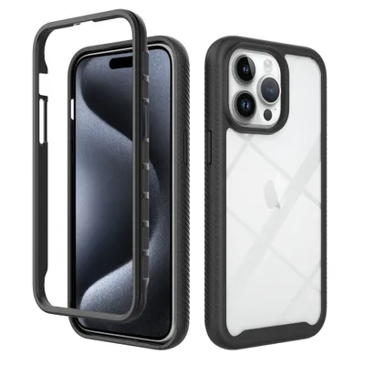 Obrázek produktu pro Pouzdro pro iPhone 15 Pro, Hybrid Průhledné Zadní Kryt, Robustní TPU Nárazník, Nárazuvzdorné Pouzdro černé