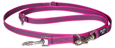 Immagine prodotto di Guinzaglio doppio K9, gommato, ROSA, doppio diametro regolabile 20 mm / 2,2 m, max per cani di 50 kg