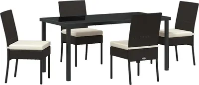 Produktbild von vidaXL Garten Essgruppe 5 pcs Schwarz Pulverbeschichteter Stahl