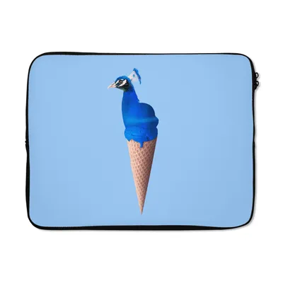 Produktbild von MuchoWow® Laptop Hülle 17 Zoll Laptoptasche Pfau - Eistüte - Eiscreme - Blau - Vogel - Zipper - Schutzabdeckung