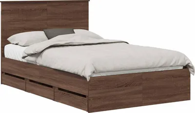 Produktbild von vidaXL Bettrahmen Braun Eichen-Optik 120 x 190 cm Ingenieurs Holz