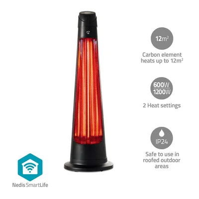Immagine prodotto di SmartLife Riscaldatore da patio | Wi-Fi | 1200 W | 2 Impostazioni di Calore | Oscillazione | protezione da ribaltamento | IP24 | Nero