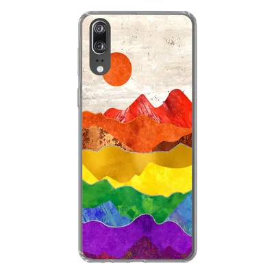 Produktbild von MuchoWow® Handyhülle Schutzhülle Hülle für Huawei P20 Regenbogen - Marmor - Stolz Silikon Softcase Handy Hülle - Hardcover