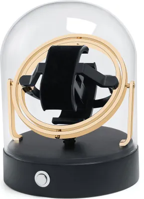 Produktbild von Uhrenbeweger 360 Grad, mit Echtglasdom und Metallsockel, Farbe:Gold