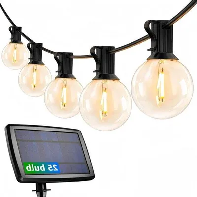 Obrázek produktu pro Solární světelné řetězy pro venkovní použití – 762 m, G40, 25 LED diod, voděodolný světelný kabel – 4 režimy teplé bílé světlo – solární světelné řetězy se světelným senzorem pro dekorativní osvětlení při oslavách – do zahrady a na terasu