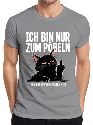 Obrázok produktu pre Čierne tričko s nápisom "Čierna mačka, prostredník, sarkazmus", sivé, veľkosť M