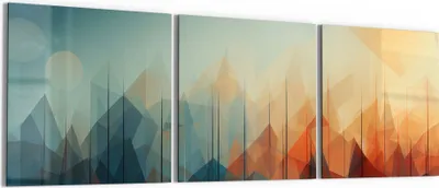 Produktbild von DEQORI Glasbild Echtglas 3x50x50 cm 'Digitale Gebirgsidylle' Wandbilder XXL groß